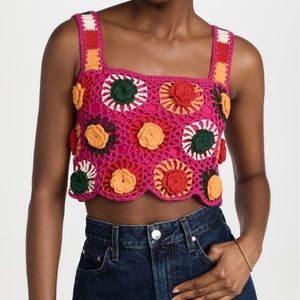 NWT Farm Rio Crochet Flower Top Size M